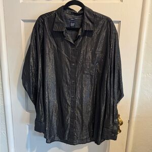 GAP Big Shirt Black Pinstripe Oversized Button Down XL Tall